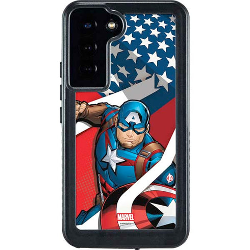 Marvel Captain America Action Pose Galaxy S24 Plus Waterproof Case